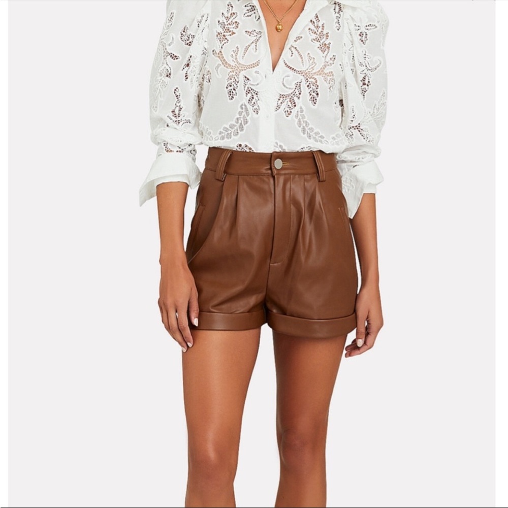 Fits like size 2 Free People Vegan Leather shorts - brown high waisted - Picture 2 of 4